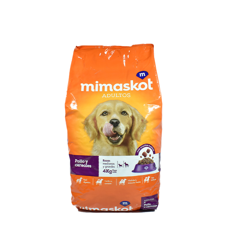 Comida Para Perro Mimaskot Pollo y Cereal Raza Media-Grande Bolsa 4 Kg.